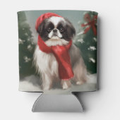 Japanse Chin Hond in Sneeuw Kerstmis Blikjeskoeler (Achterkant)