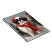 Japanse Chin Hond in Sneeuw Kerstmis Notitieboek (Rechterzijde)