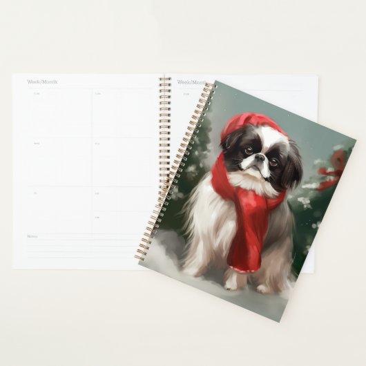 Japanse Chin Hond in Sneeuw Kerstmis Planner (Display)