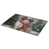 Japanse Chin Hond in Sneeuw Kerstmis Snijplank (Hoek)