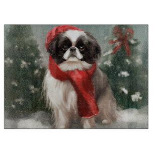 Japanse Chin-hond in Sneeuw Kerstmis Snijplank
