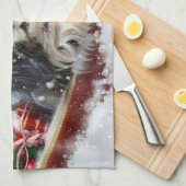 Japanse Chin-hond kerstfeest Theedoek (Quarter Fold)