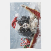Japanse Chin-hond kerstfeest Theedoek (Verticaal)