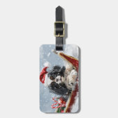 Japanse Chin Hond Kerstmis Feest Bagagelabel (Voorkant verticaal)