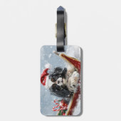 Japanse Chin Hond Kerstmis Feest Bagagelabel (Achterkant verticaal)