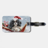 Japanse Chin Hond Kerstmis Feest Bagagelabel (Achterkant horizontaal)