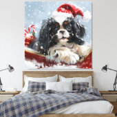 Japanse Chin Hond Kerstmis Feest Canvas Afdruk (Insitu (Slaapkamer))