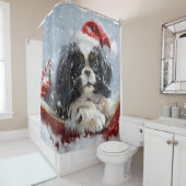 Japanse Chin Hond Kerstmis Feest Douchegordijn (In situ)