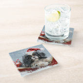 Japanse Chin Hond Kerstmis Feest Glazen Onderzetter (Schuin)