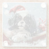 Japanse Chin Hond Kerstmis Feest Glazen Onderzetter (Achterkant)