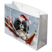 Japanse Chin Hond Kerstmis Feest Groot Cadeauzakje (Achterkant Gekanteld)