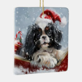 Japanse Chin Hond Kerstmis Feest Keramisch Ornament (Rechts)