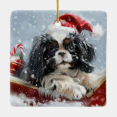 Japanse Chin Hond Kerstmis Feest Keramisch Ornament (Achterkant)