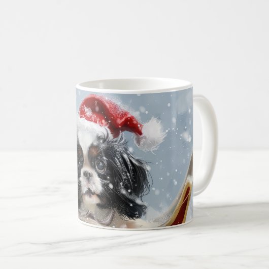 Japanse Chin Hond Kerstmis Feest Koffiemok (Voorkant rechts)
