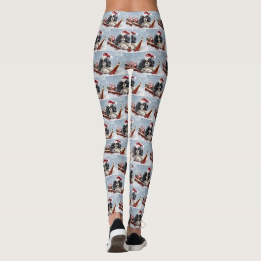 Japanse Chin Hond Kerstmis Feest Leggings (Achterkant)