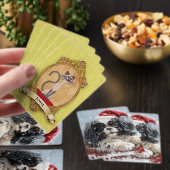 Japanse Chin Hond Kerstmis Feest Pokerkaarten (Insitu)