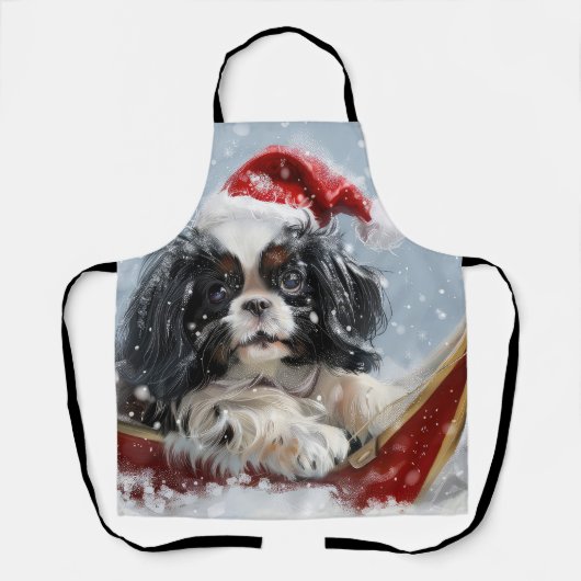 Japanse Chin Hond Kerstmis Feest Schort (Voorkant)