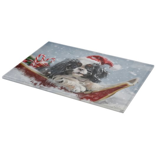 Japanse Chin Hond Kerstmis Feest Snijplank (Hoek)