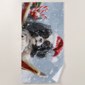 Japanse Chin Hond Kerstmis Feest Strandlaken (Voorkant)