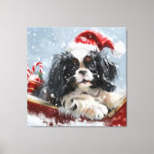 Japanse Chin Hond Kerstmis Feestelijk Canvas Afdruk (Voorkant)