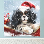 Japanse Chin Hond Kerstmis Feestelijk Canvas Afdruk (Insitu (Houten vloer))