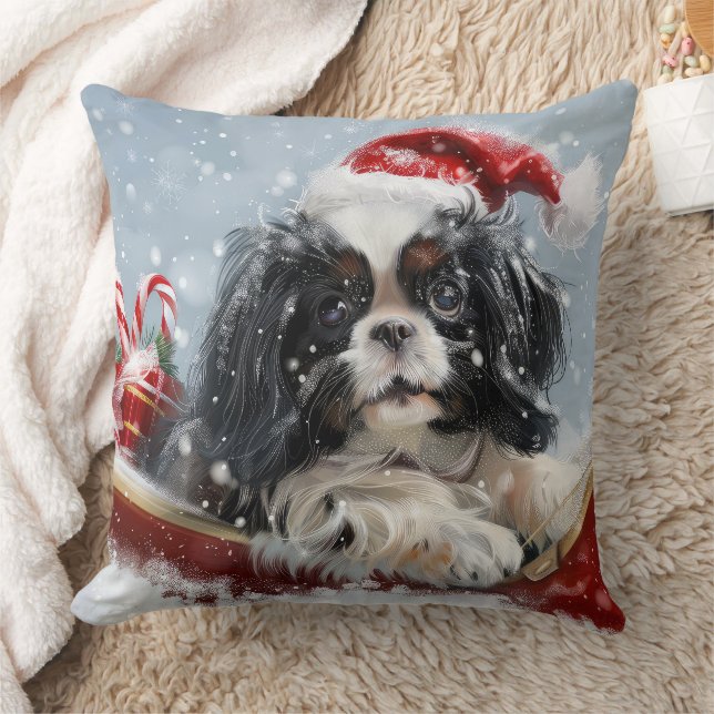 Japanse Chin Hond Kerstmis Festief Kussen (Deken)