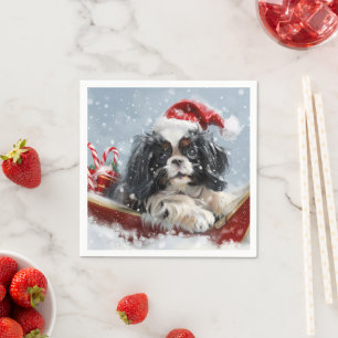 Japanse Chin Hond Kerstmis Festief Servet