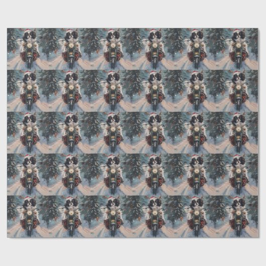 Japanse Chin Hond Rijden Motorfiets Kerstmis Cadeaupapier (Vlak)