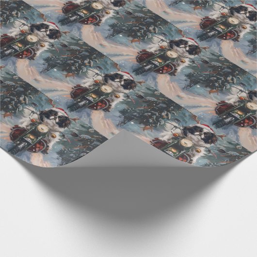 Japanse Chin Hond Rijden Motorfiets Kerstmis Cadeaupapier (Hoek)