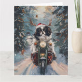 Japanse Chin Hond Rijden Motorfiets Kerstmis Kaart (Voorkant)