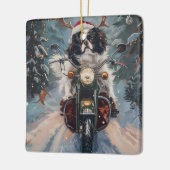 Japanse Chin Hond Rijden Motorfiets Kerstmis Keramisch Ornament (Links)