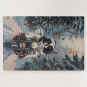 Japanse Chin Hond Rijden Motorfiets Kerstmis Legpuzzel (Horizontaal)