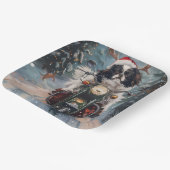 Japanse Chin Hond Rijden Motorfiets Kerstmis Papieren Bordje (Gebogen)