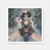 Japanse Chin Hond Rijden Motorfiets Kerstmis Servet (Voorkant)