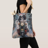 Japanse Chin Hond Rijden Motorfiets Kerstmis Tote Bag (Dichtbij)