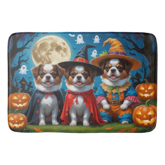 Japanse Chin Honden Pompoen Halloween Grappig Badmat (Voorkant)