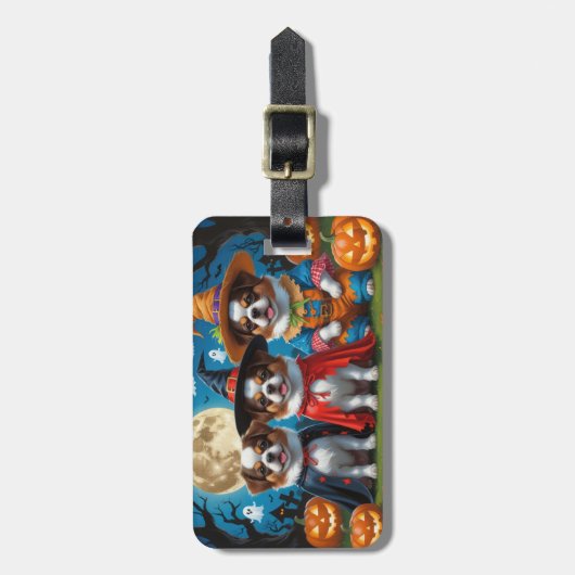 Japanse Chin Honden Pompoen Halloween Grappig Bagagelabel (Voorkant verticaal)