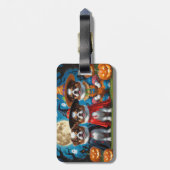 Japanse Chin Honden Pompoen Halloween Grappig Bagagelabel (Achterkant verticaal)