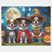 Japanse Chin Honden Pompoen Halloween Grappig Fleece Deken (Voorkant (Horizontaal))