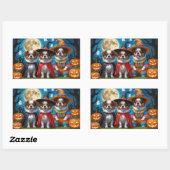 Japanse Chin Honden Pompoen Halloween Grappig Rechthoekige Sticker (Vel)