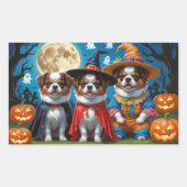 Japanse Chin Honden Pompoen Halloween Grappig Rechthoekige Sticker (Voorkant)