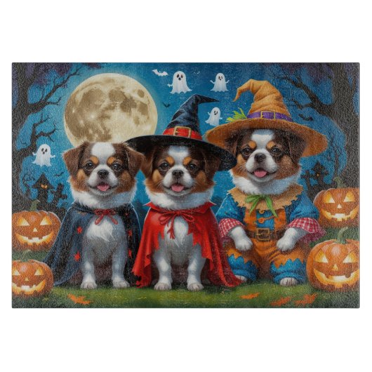 Japanse Chin Honden Pompoen Halloween Grappig Snijplank (Voorkant)
