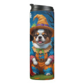 Japanse Chin Honden Pompoen Halloween Grappig Thermosbeker (Geroteerd rechts)