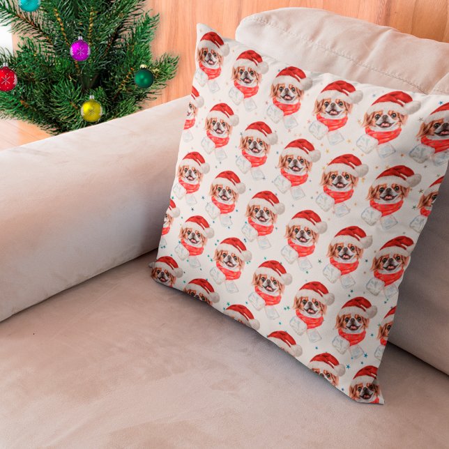 Japanse Chin Hondenras Kerststerren Kussen (Creator heeft geüpload)