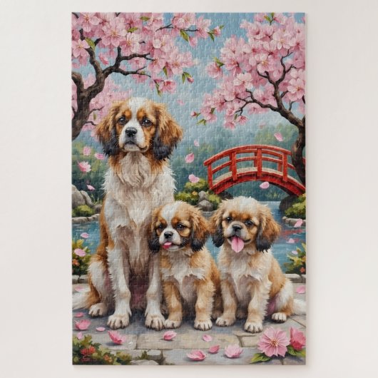 Japanse Chin Kersenbloesem Tuin Kunst Legpuzzel (Verticaal)