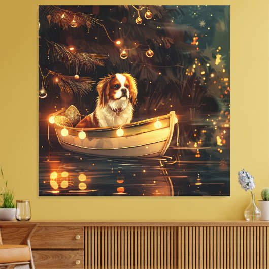 Japanse Chin Kerst Feestelijke Reis Canvas Afdruk (Insitu (Woonkamer))