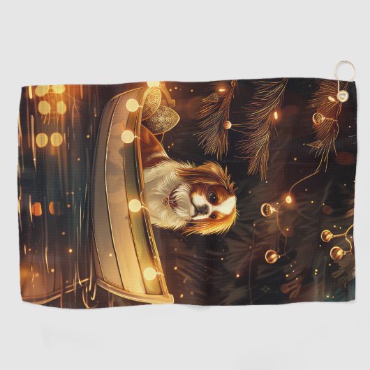 Japanse Chin Kerst Feestelijke Reis Golfhanddoek (Horizontaal)