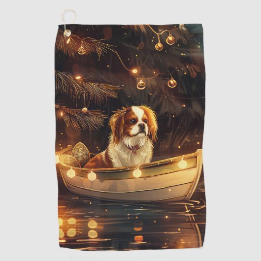Japanse Chin Kerst Feestelijke Reis Golfhanddoek (Voorkant)
