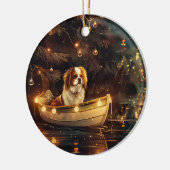 Japanse Chin Kerst Feestelijke Reis Keramisch Ornament (Links)