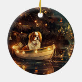 Japanse Chin Kerst Feestelijke Reis Keramisch Ornament (Achterkant)